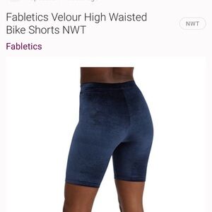 Fabletics Navy Velour High Waisted Bike Shorts New